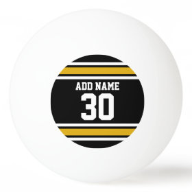 Black Gold Sports Jersey with Your Name and Number Ping-Pong Ball