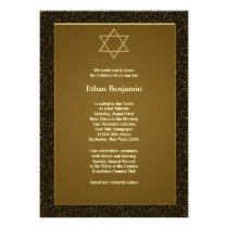 Black Gold Star of David Bar Mitzvah invitations
