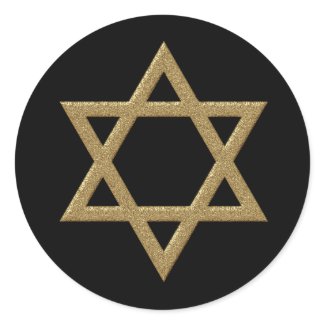 Black Gold Star of David Stickers