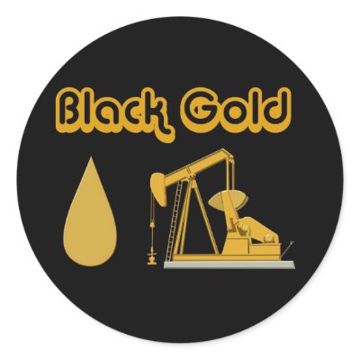 Black Gold Round Sticker by zippyzippy44