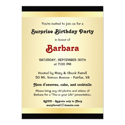 Black & Gold - Surprise 50th Birthday Party Invite