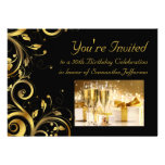 Black & Gold Swirl 5x7 Custom 50th Birthday Party invitations