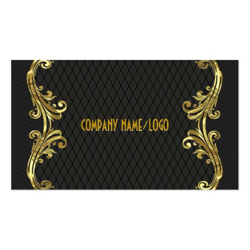 Black & Gold Swirls Business Card Template (front side)