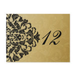 black gold table numbers postcards