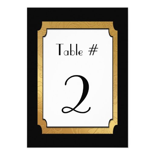 Black & Gold Wedding Wedding Table Number Personalized Invite