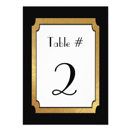Black & Gold Wedding Wedding Table Number Personalized Invite