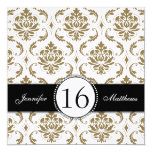 Black Gold White Damask Sweet Sixteen Invitations