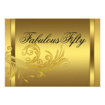 Black Gold Womans 50th Birthday Party Custom Invitation