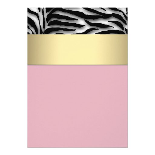 Black Gold Zebra Pink Zebra Bridal Shower Personalized Invites