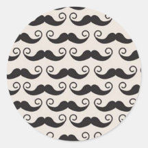 Black Gomez Mustache Collage on Tan Background Round Stickers