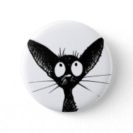 black gothic cat button badge