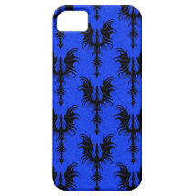 Black Gothic Dragons on Blue Pattern iPhone 5 Covers