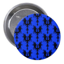 Black Gothic Dragons on Blue Pattern Pin