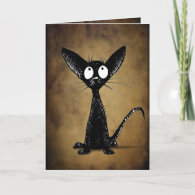 Black gothic oriental cat card