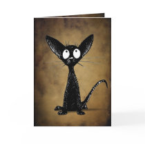 Black gothic oriental cat card