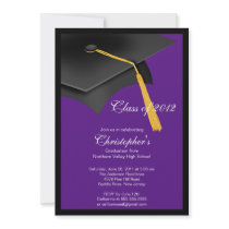 Black Grad Cap Graduation Party Invitation