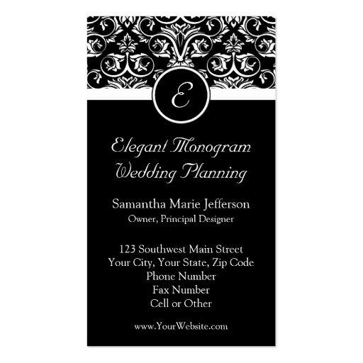 Black Grand Insignia Monogram Business Cards (front side)