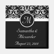 Black Grand Insignia Monogram Favor /Save the Date Refrigerator Magnets