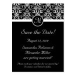 Black Grand Insignia Monogram Save the Date postcards