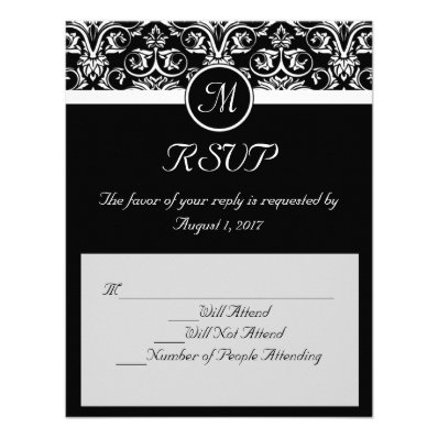 Black Grand Insignia Wedding Matching RSVP Custom Invites