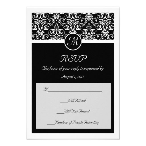 Black Grand Insignia Wedding Matching Small RSVP Custom Invites