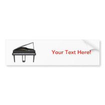 Black Grand Piano: 3D Model: Bumper Sticker