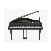 Black Grand Piano: 3D Model: Postcard