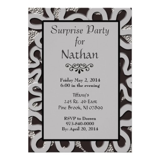 Black & Gray Abstract Surprise Party Invitation
