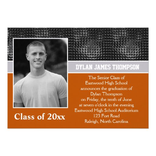 Black, Gray, and Orange Photo Graduation Invite