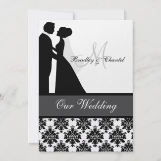 Black, Gray, and White Couple Wedding Invitation invitation