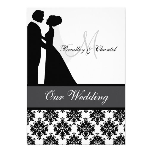 Black, Gray, and White Couple Wedding Invitation