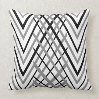 Black, Gray and White Pattern Pillow