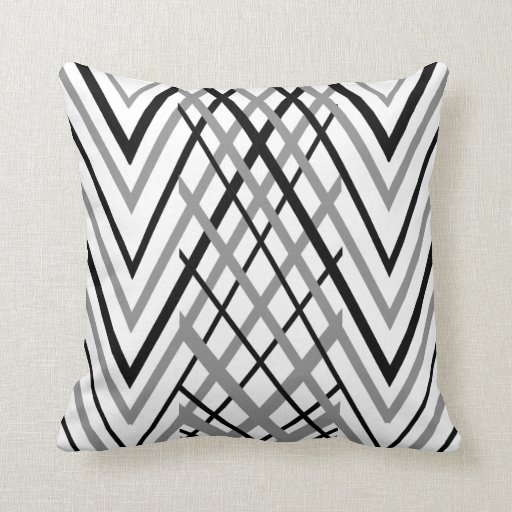 Black, Gray and White Pattern Throw Pillow Zazzle