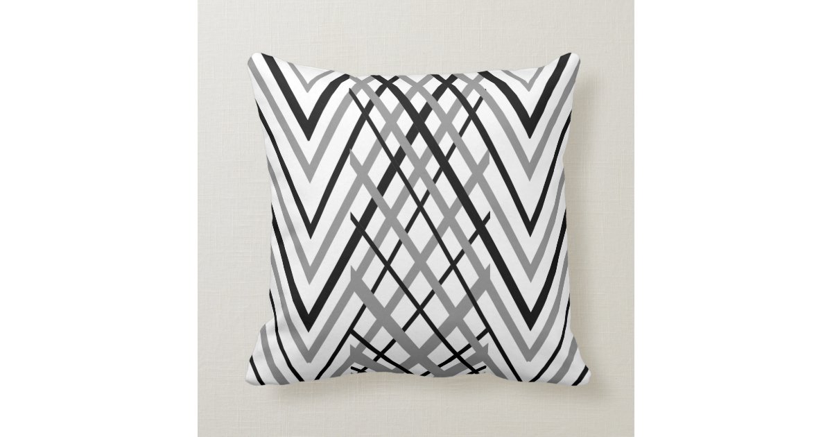 Black, Gray and White Pattern Throw Pillow Zazzle