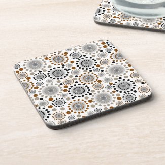 Black Gray & Brown Abstract Circles Pattern Coasters