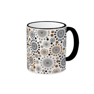 Black Gray & Brown Abstract Circles Pattern Coffee Mugs