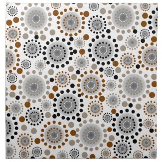 Black Gray & Brown Abstract Circles Pattern Napkins