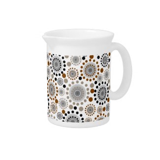 Black Gray & Brown Abstract Circles Pattern Pitcher