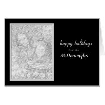 Black Gray Christmas Photo Card cards