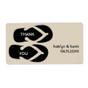 Black gray flip flop sandals thank you party favor label