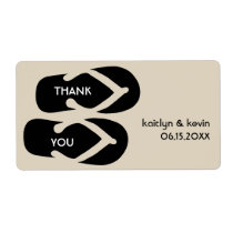 Black gray flip flop sandals thank you party favor labels