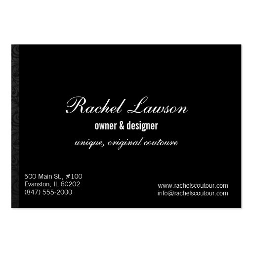 black gray floral fashion coutoure business card (back side)