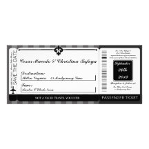 Black Gray Flouri Boarding Pass Wedding Invitation