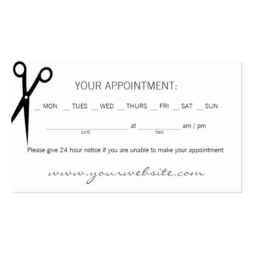 Black & Gray Hair & Beauty Appointment Business Cards (back side)
