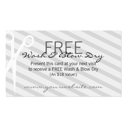 Black & Gray Hair & Beauty Coupon Business Cards (back side)