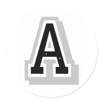 Black gray Letter A Round Stickers