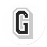 Black gray Letter G Round Sticker