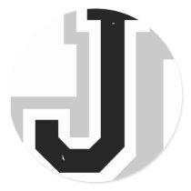 black gray letter J Sticker