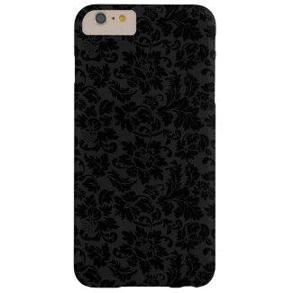 Black & Gray Monochromatic Vintage Floral Damasks Barely There iPhone 6 Plus Case