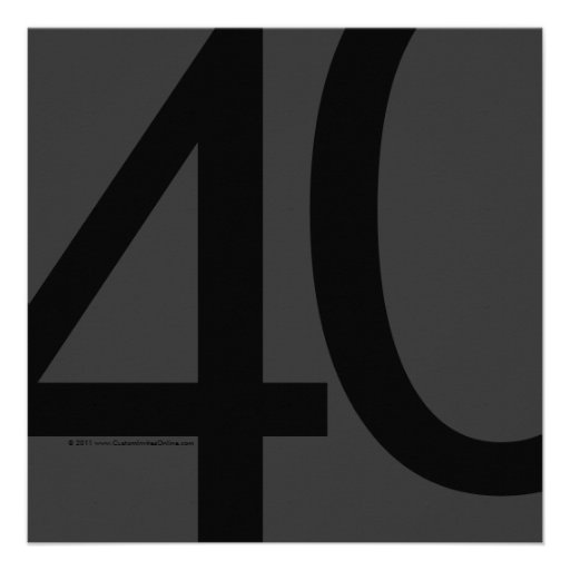 Black/Gray Square Big 40 Birthday Party Invitation